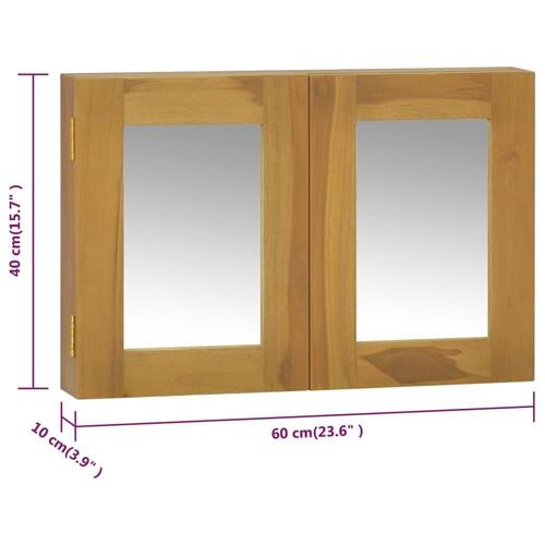 Spejlskab 60x10x40 cm massivt teaktræ