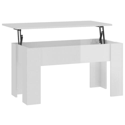 Sofabord 101x49x52 cm konstrueret træ hvid højglans