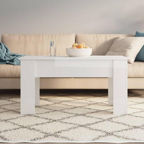 Sofabord 101x49x52 cm konstrueret træ hvid højglans