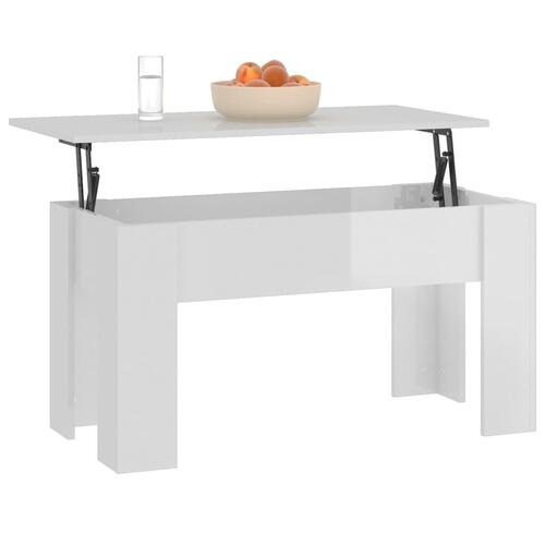 Sofabord 101x49x52 cm konstrueret træ hvid højglans