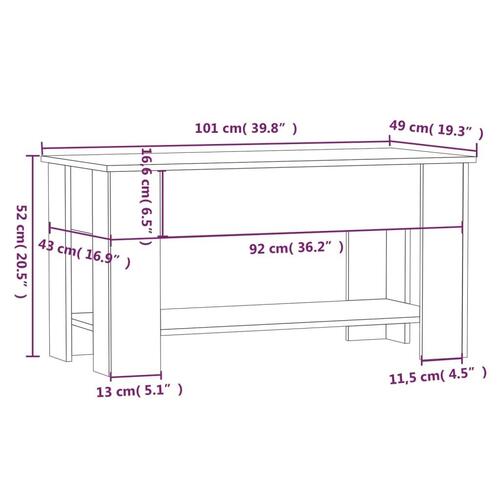 Sofabord 101x49x52 cm konstrueret træ sort