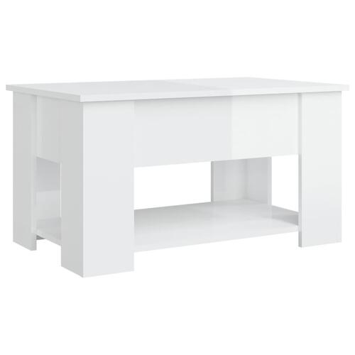 Sofabord 79x49x41 cm konstrueret træ hvid højglans