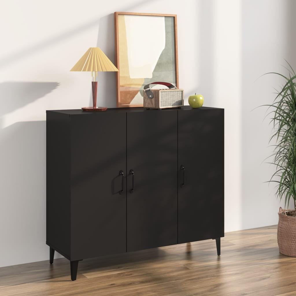 Skab 90x34x80 cm konstrueret træ sort