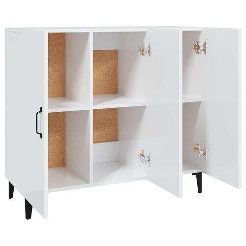 Skab 90x34x80 cm konstrueret træ hvid højglans
