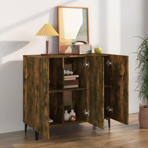 Skab 90x34x80 cm konstrueret træ røget egetræsfarve