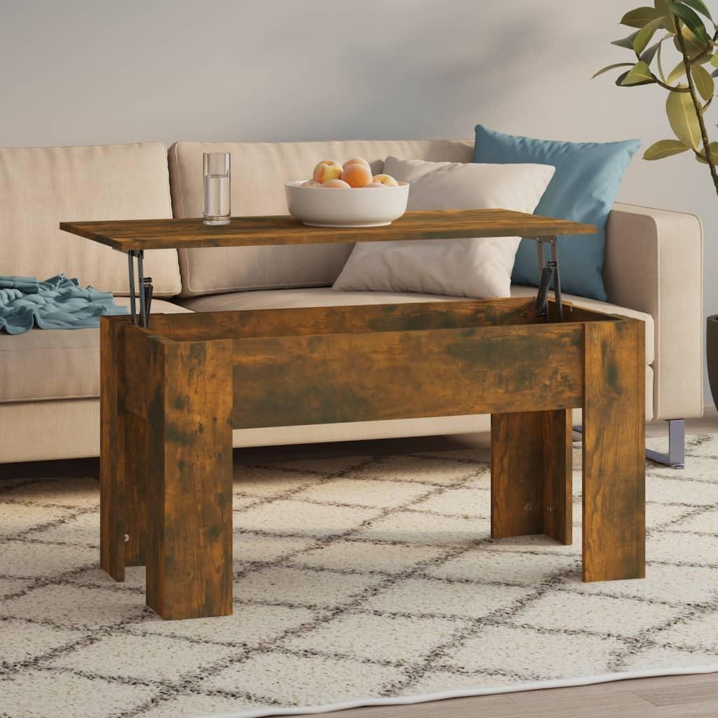 Sofabord 101x49x52 cm konstrueret træ røget egetræsfarve