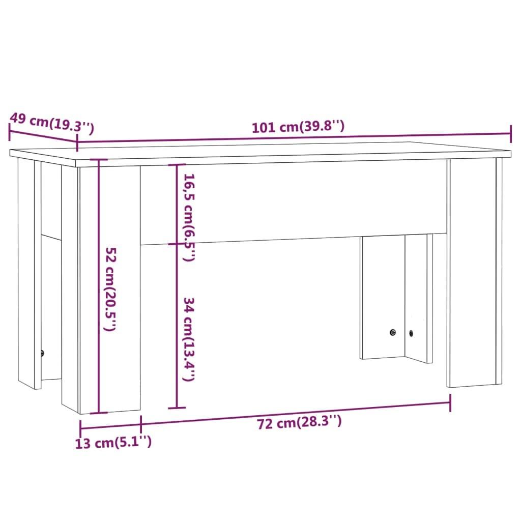Sofabord 101x49x52 cm konstrueret træ røget egetræsfarve