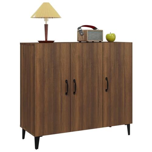 Skab 90x34x80 cm konstrueret træ brun egetræsfarve