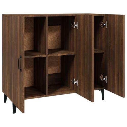 Skab 90x34x80 cm konstrueret træ brun egetræsfarve