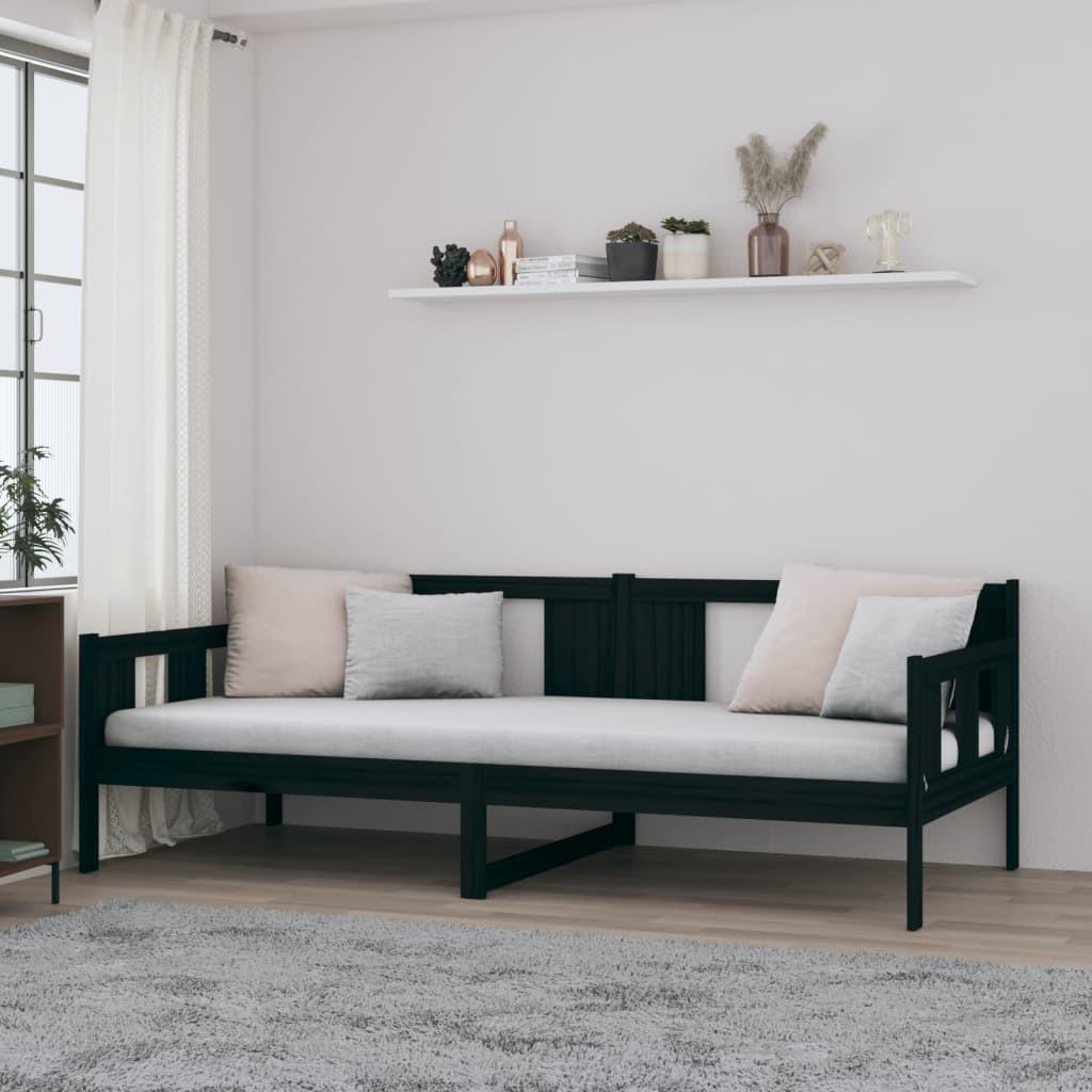 Daybed 90x200 cm massivt fyrretræ sort