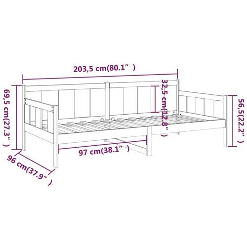 Daybed 90x200 cm massivt fyrretræ sort