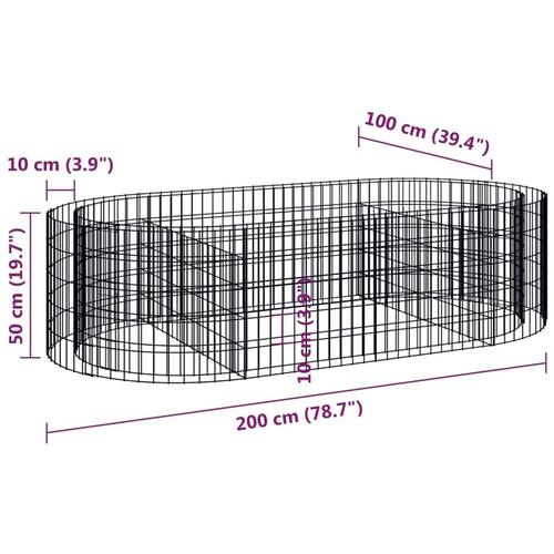 Gabion-højbed 200x100x50 cm galvaniseret jern