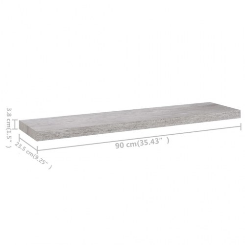 Svævehylder - 4 stk. 90 × 23,5 × 3,8 cm i MDF, betongrå
