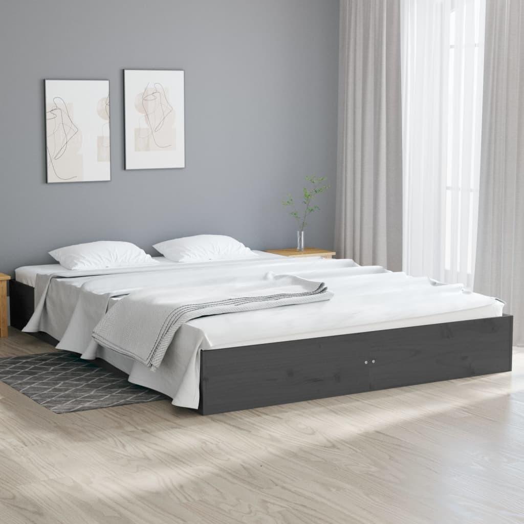 Sengeramme 140x200 cm massivt træ grå