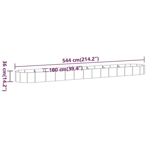 Plantekasse 544x100x36 cm pulverlakeret stål antracitgrå