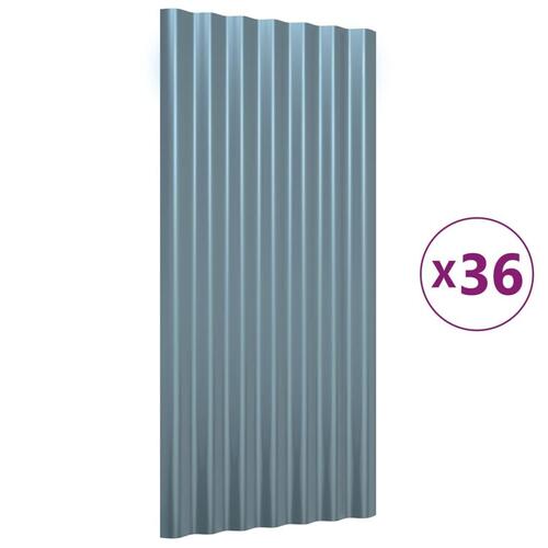 Tagplader 36 stk. 80x36 cm pulverlakeret stål grå