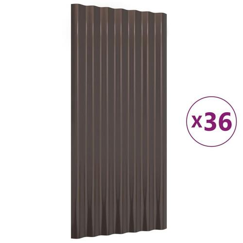 Tagplader 36 stk. 80x36 cm pulverlakeret stål brun