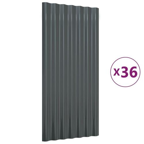 Tagplader 36 stk. 80x36 cm pulverlakeret stål antracitgrå