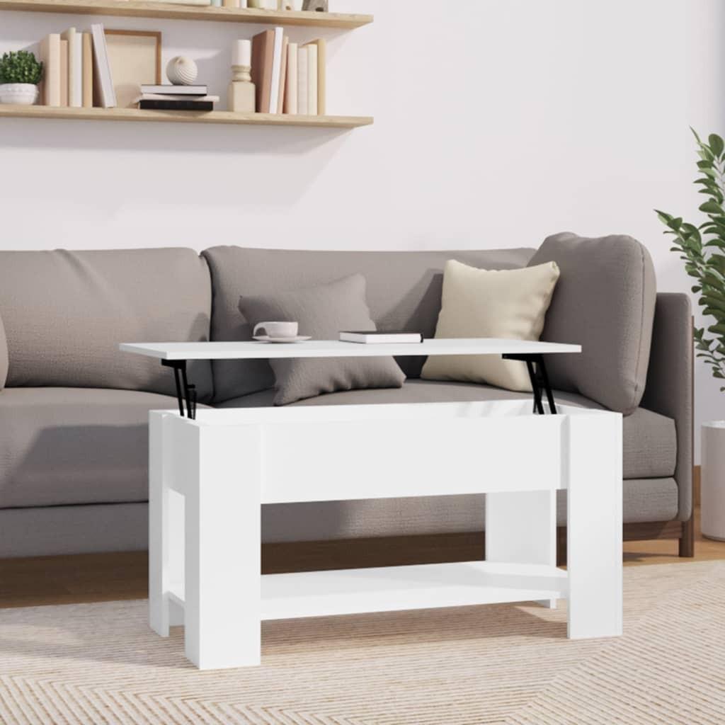 Sofabord 101x49x52 cm konstrueret træ hvid højglans