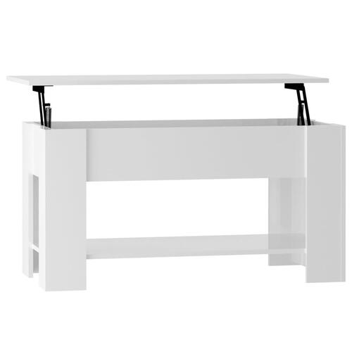 Sofabord 101x49x52 cm konstrueret træ hvid højglans