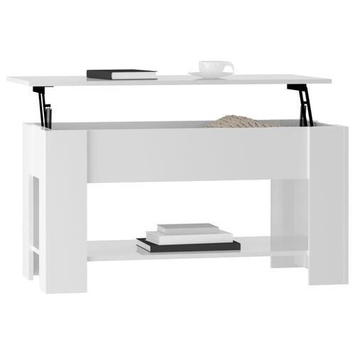Sofabord 101x49x52 cm konstrueret træ hvid højglans
