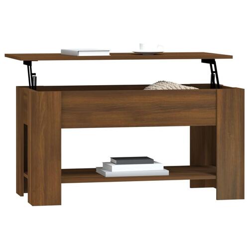 Sofabord 101x49x52 cm konstrueret træ brun egetræsfarve
