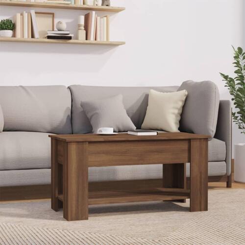 Sofabord 101x49x52 cm konstrueret træ brun egetræsfarve