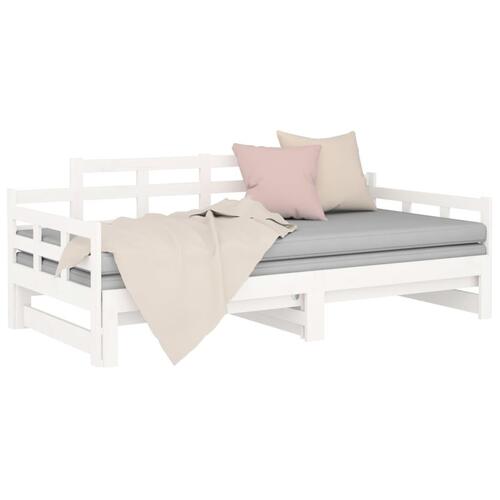 Daybed med udtræk 2x(80x200) cm massivt fyrretræ hvid