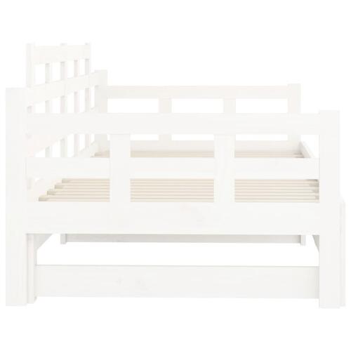 Daybed med udtræk 2x(80x200) cm massivt fyrretræ hvid