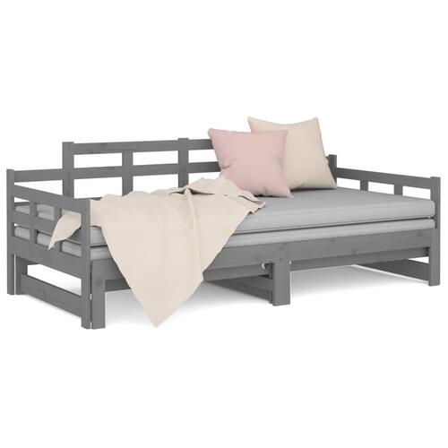 Daybed med udtræk 2x(80x200) cm massivt fyrretræ grå