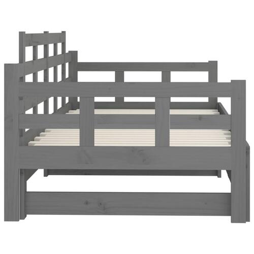 Daybed med udtræk 2x(80x200) cm massivt fyrretræ grå