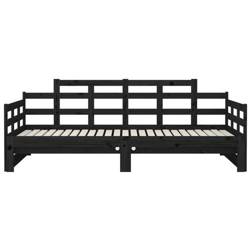 Daybed med udtræk 2x(80x200) cm massivt fyrretræ sort
