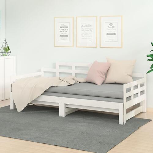 Daybed med udtræk 2x(90x190) cm massivt fyrretræ hvid