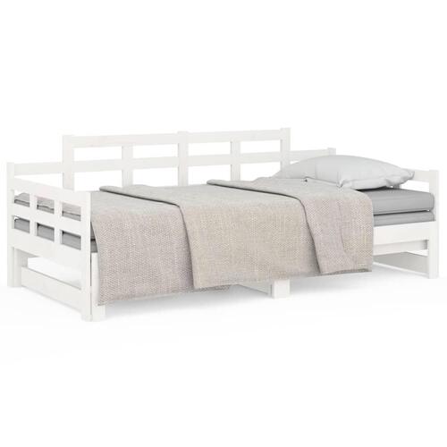 Daybed med udtræk 2x(90x190) cm massivt fyrretræ hvid