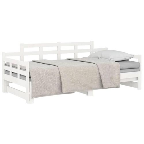 Daybed med udtræk 2x(90x190) cm massivt fyrretræ hvid