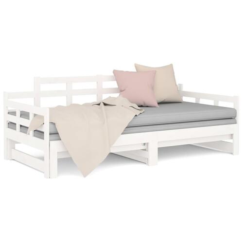Daybed med udtræk 2x(90x190) cm massivt fyrretræ hvid