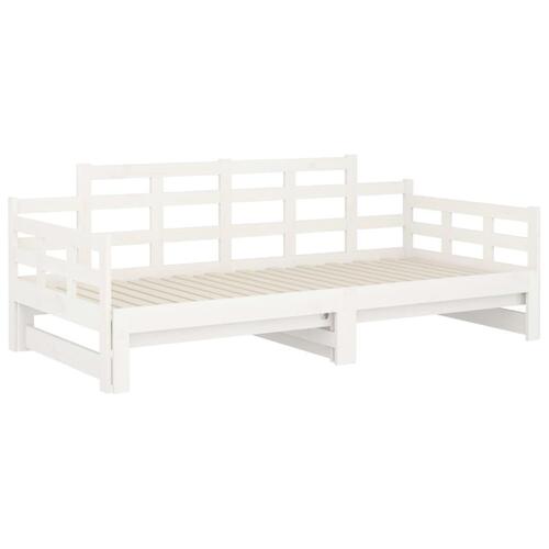 Daybed med udtræk 2x(90x190) cm massivt fyrretræ hvid