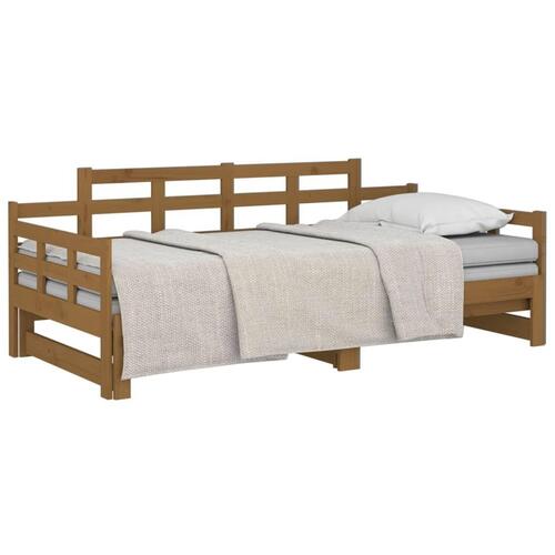 Daybed med udtræk 2x(90x190) cm massivt fyrretræ gyldenbrun
