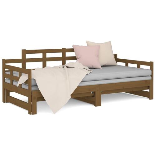 Daybed med udtræk 2x(90x190) cm massivt fyrretræ gyldenbrun