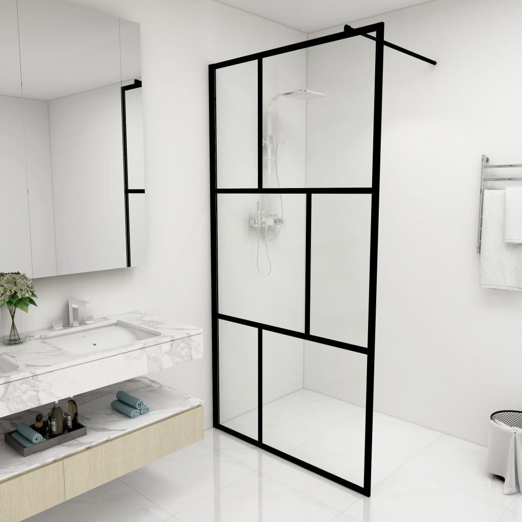 Bruseafskærmning 100x195 cm hærdet glas sort