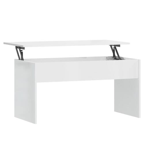 Sofabord 102x50,5x52,5 cm konstrueret træ hvid højglans