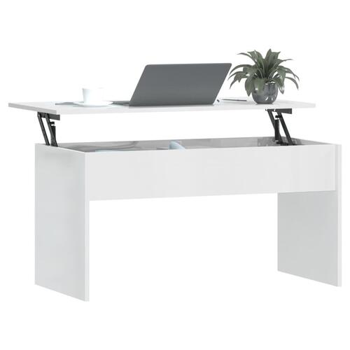 Sofabord 102x50,5x52,5 cm konstrueret træ hvid højglans