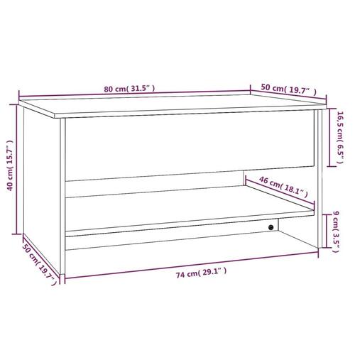 Sofabord 80x50x40 cm konstrueret træ sort