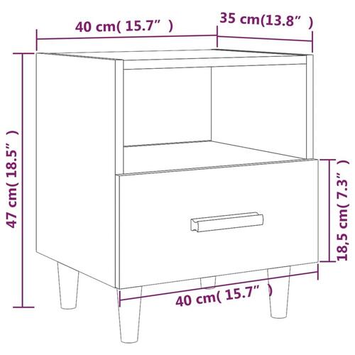 Sengebord 40x35x47 cm 2 stk. hvid