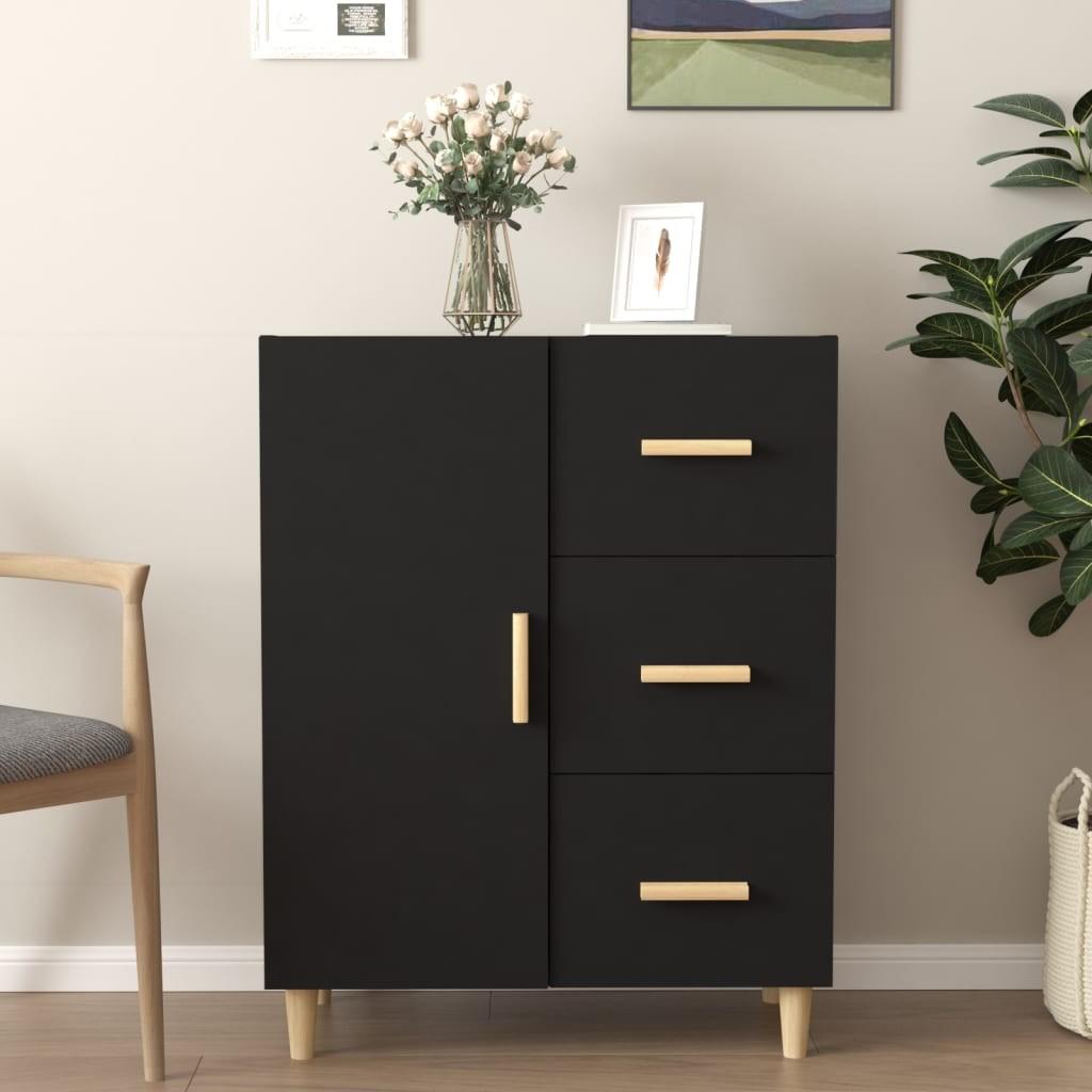 Skænk 69,5x34x90 cm konstrueret træ sort