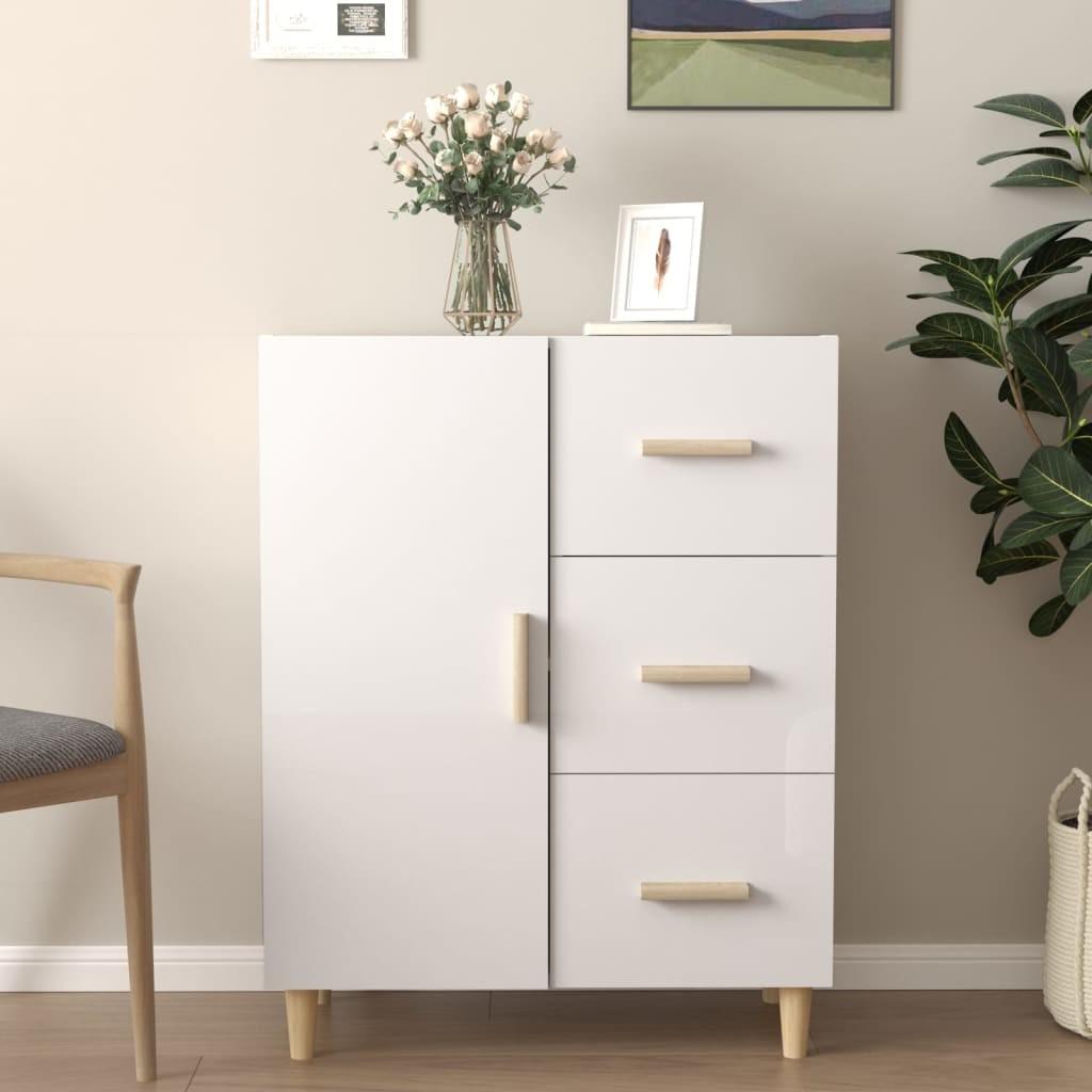 Skænk 69,5x34x90 cm konstrueret træ hvid højglans