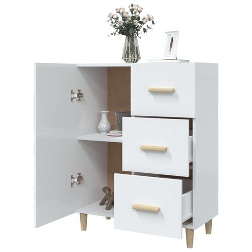 Skænk 69,5x34x90 cm konstrueret træ hvid højglans