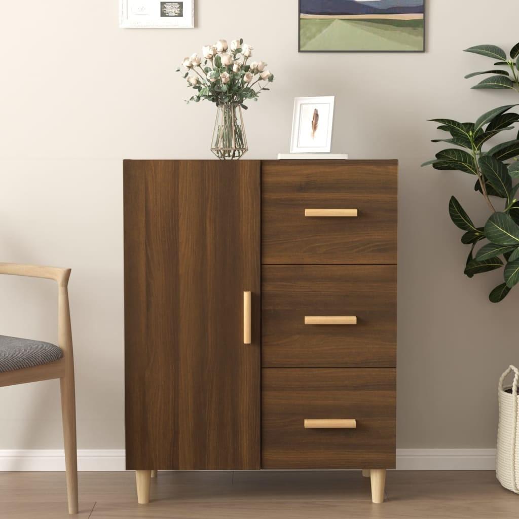 Skænk 69,5x34x90 cm konstrueret træ brun egetræsfarve