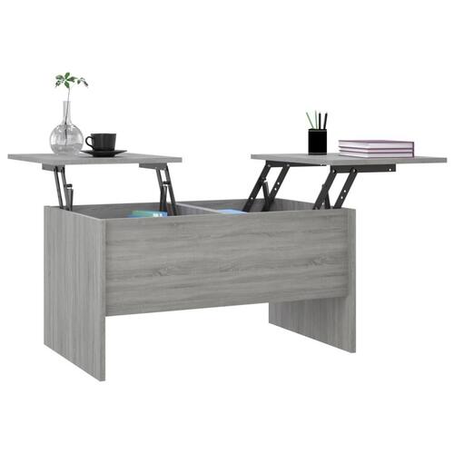 Sofabord 80x50x42,5 cm konstrueret træ grå sonoma-eg