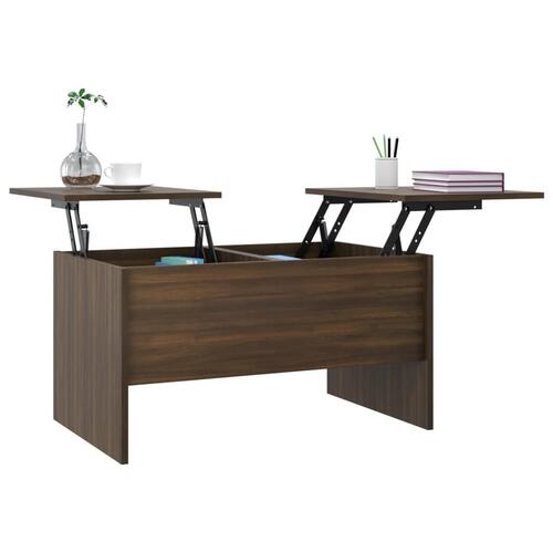 Sofabord 80x50x42,5 cm konstrueret træ brun egetræsfarve